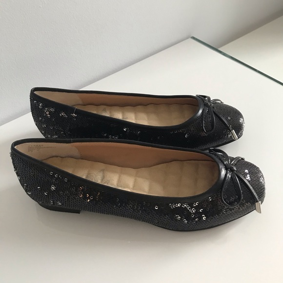 Joan Boyce Vintage Black Sequins Flats Bow Tie Women’s Shoes Y2K - Picture 7 of 16